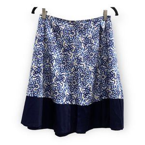 Milly For Design Nation Pleated Floral Skirt Navy Blue Size Small